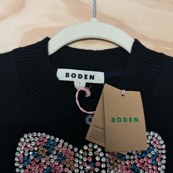 NWT Boden Fenella Embellished Wool Blend Button Down Cardigan Black XS - Picture 7 of 12